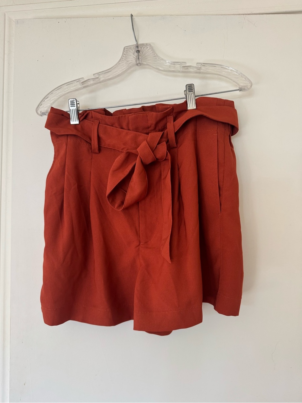 Madewell High-Waist Paperbag Tie Shorts - Rust
